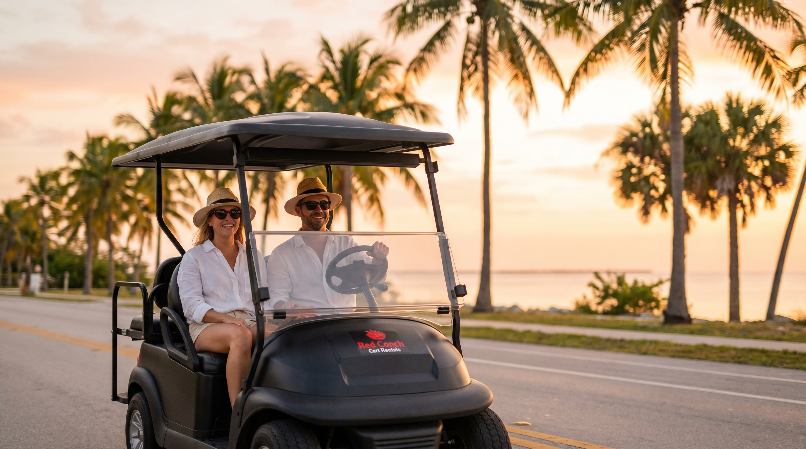 Sunset cruise Key West golf cart